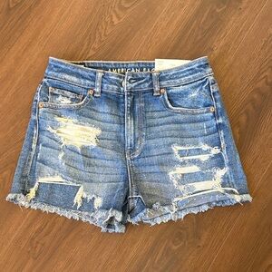 American Eagle Outfitters Ripped Blue mom Jean Shorts stretch